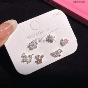 [COD] Millennium 6Pcs Fashion Sweet Heart Stud Earrings For Women Girls Personality Fashion Temperament Earrings Jewelry Accessories Gifts