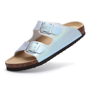 Comwarm Fashion Gradient Womens Sandals New Summer Cork Footbed Sandals With Double Buckle Lady Beach Shoes Orthopedic Sandals