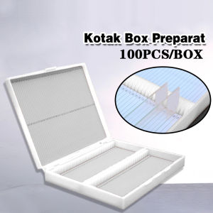 100PCS Kotak Preparat Isi Box Slide Preparat Glass Object isi 100 Slide Microscope Slide Box Lite