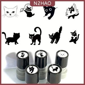 N2HAO Dễ thương phim hoạt hình màu đen Kitten tem đáng yêu hình dạng Tạp Chí tem DIY scrapbooking trang trí cắt dán signets cho sự lựa chọn của bạn