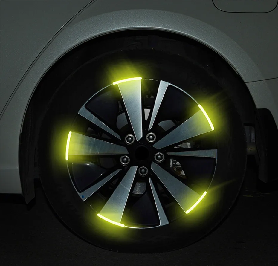 20Pcs Car Wheel Reflective Green Warning Stickers Universal for