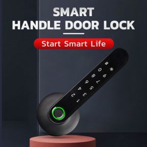 KASIDA bluetooth tuya smart door knob smart door lock main door with password fingerprint key app smart lock electronic door lock fingerprint door knob for home hotel bedroom fit right & left door