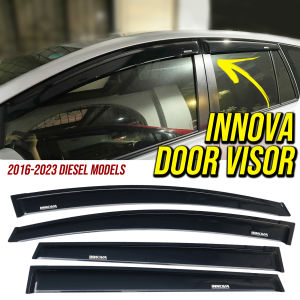 SURE FIT Innova 2016-2023 ALL VARIANTS / 2024 XE (diesel models) Door Visor THICK DARK BLACK - 4pcs