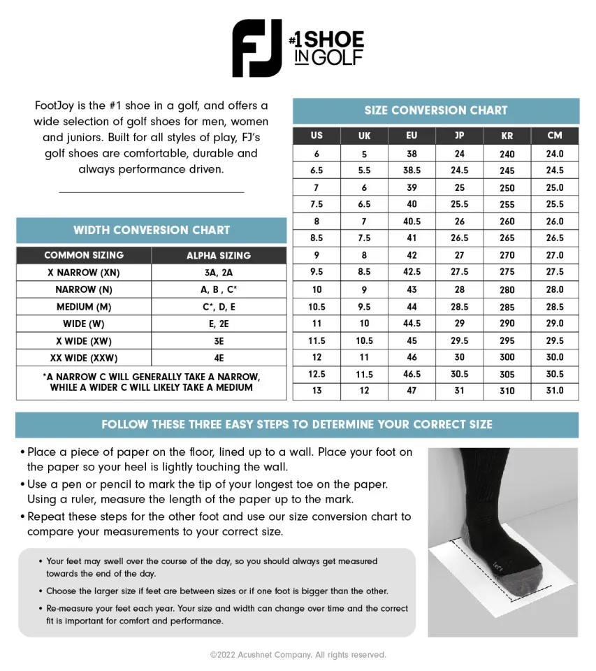 Size Chart Do Footjoy Shoes Run True To Size Footjoy Versafit Golf