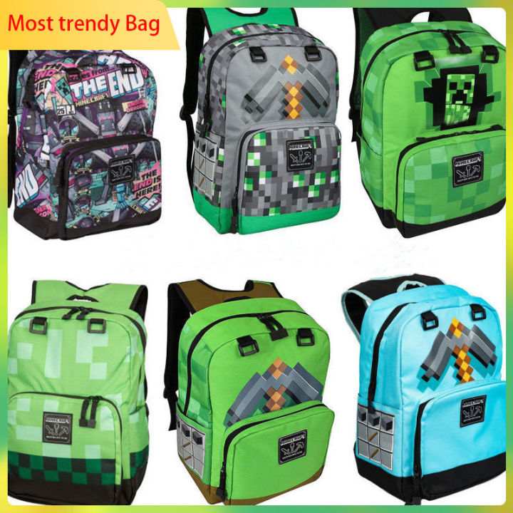 2022 Minecraft Bag For Boys Tnt Ender Dragon Backpack Creeper Pickaxe