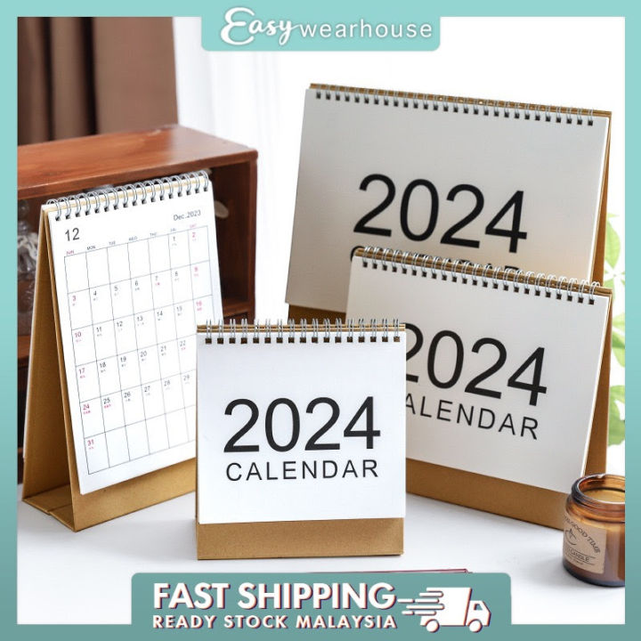 EASY WEARHOUSE Year 2024 Simple Muji Korean Style Table Calendar ...