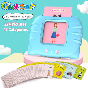 KiddoZone Enlightenment Cognitive Materials Children Card Reader Literacy Picture English Language Learning Interactive Eye Protection listening and reading audio toys Educational Learning machine for kids Gift