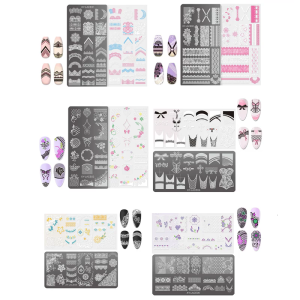 Nails Art Stamping Plates French Nails Template Flowers Nails Stencil Decoration Nails Art Tool for Nails Salon
