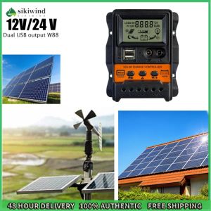 Sikiwind Dual USB Solar Charge Controller 12V 24V Solar Panel Battery Controller Practical Charger Regulator Camping Tool