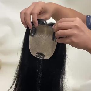 10*12/12*14/13*15-40/50/60cm 100% Human Hair Piece Topper Hair Replacement Cover White Hair Breathable And Lightweight Wig Increase Hair Volume For Woman