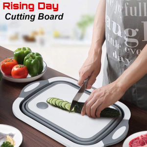 Collapsible Cutting Board Dish Tub Kitchen Vegetable Washing Basket Drain Basket 3-in-1 Design