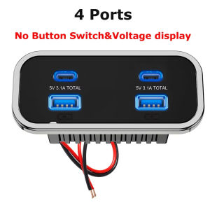 Aitemay 4 Ports 12V RV USB Outlet 76W Dual PD3.0 Type-C Quick Charge & QC3.0 Panel Wall Mount Charger Adapter For Marine Bus ATV Truck