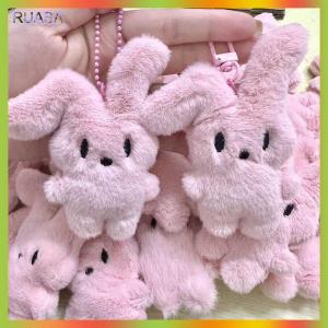RUASA Cartoon Plush Keyring Soft Cute Pink Rabbit Doll Keychain Backpack Car Key Hanging Pendant Ornaments For Children Girls Gift