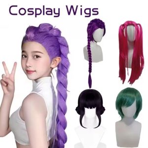 Kpop Kids Girls Cosplay Wig Anime Mira Rumi Zoey Demon Hunters Long Hair Halloween Cosplay Props