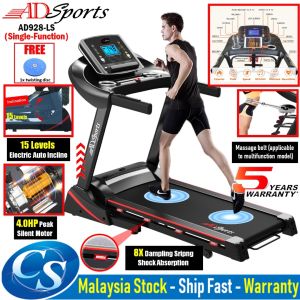 Dual Motor (15 Levels Electric Auto Incline) 4.0HP ADSports AD928L AD928 Motorize Electric Treadmill Wide Running Platform Mesin Lari 跑步机