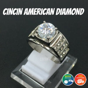 CINCIN PRIA SUPER MEWAH AMERICAN DIAMOND - LIMITED STOCK - KODE 06 SILVER CINCIN TITANIUM ANTI KARAT BATU BERLIAN