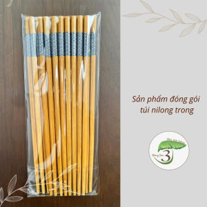 Đũa Tre Tự Nhiên Cao Cấp Chống Mốc Viền Xanh 24cm - Set 10 Đôi/ 1 Túi Trong
