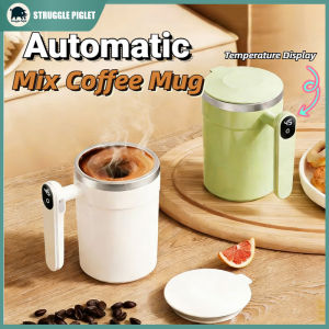 Self Stirring Coffee Mug Stainless Steel Cup Temperature Display Insulated Mixing Tumbler Travel Office 400