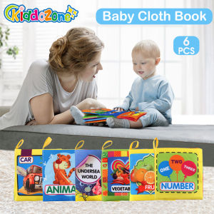 KiddoZone Baby Cloth Book Early Learning Toy Baby Toddler Toys Fabric Soft Cloth Book Intelligence Development 6 Theme Book for 0-3 Years Old Kids Baby Toys