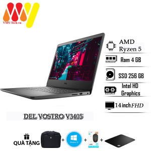 Laptop Dell Vostro V3405 máy new cao cấp AMD Ryzen 5 Ram 4gb ổ cứng SSD 256gb màn hình 14inch Full HD máy tính xách tay fullbox kèm bộ quà tặng