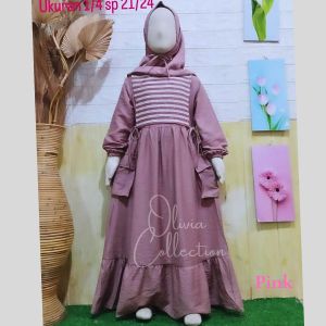 ✔️✔️ Baju Gamis cargo anak perempuan bahan linen mix knit caramel stripe salur usia 3 - 11 tahun free hijab gamis anak tangung murah gamis import anak baju muslim anak perempuan gamis lebaran kekinian 2024 - COD