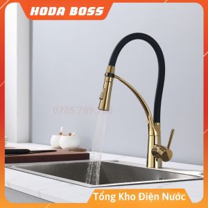 Vòi rửa chén nóng lạnh gắn chậu cần mềm Silicon HODABOSSVòi rửa bát gắn chậu đồng thau mạ NIKEN đầu vòi 2 chết độ xả