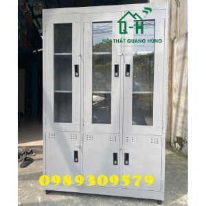TỦ SẮT HỒ SƠ KÍNH 3 CỬA KÍNH 3 CỬA SẮT SƠN TĨNH ĐIỆN CAO CẤP HCM