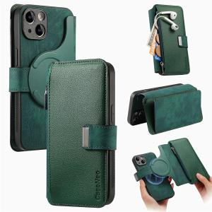 Zipper Cards Solt Wallet Leather 2 in 1 Wireless Charging Case For iPhone 15 16 Pro Max 14 Plus 13 12 11 XS Detachable Bag Cover