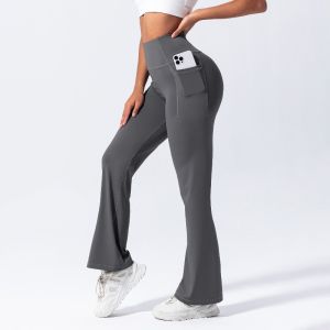 Size S-L Womens High Waist Wide Leg Pants Fashion Flared Pants Fitness Yoga Sports Bottoms