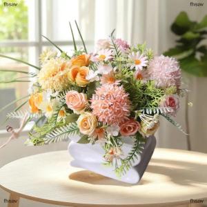 [COD] fhsav ดอกไม้ประดิษฐ์1ชิ้นสำหรับงานแต่งงานบ้านห้องนอนช่อดอกไม้เจ้าสาวแจกันดอกไฮเดรนเยียสำหรับกลางแจ้ง