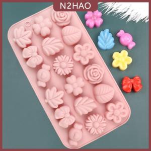 N2HAO 18 lỗ 3D Silicone khuôn Daisy Tulip hoa Thiết kế Thạch Ice Pudding xà phòng fondant bánh sô cô la trang trí công cụ nướng lá