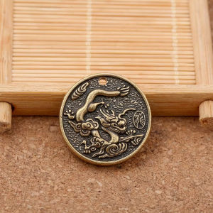 Đồng Xu 12 Con Giáp Bằng Đồng Thau - Mặt Dây Chuyền Móc Khoá Phụ Kiện Trang Trí