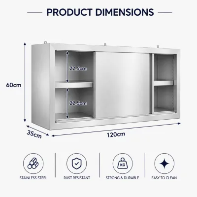 KS Kitchen Organizer Stainless Steel Wall Mounted Storage Cabinet Waterproof Rust Resistant Hanging Rack with Clear Acrylic Cabinet Doors