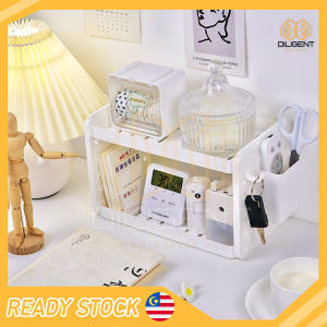 【D223】Rak Penyimpanan Berlapis Pelbagai Multifunctional Desk Organizer Bathroom Kitchen Office Stationery Organizer White bekas berus