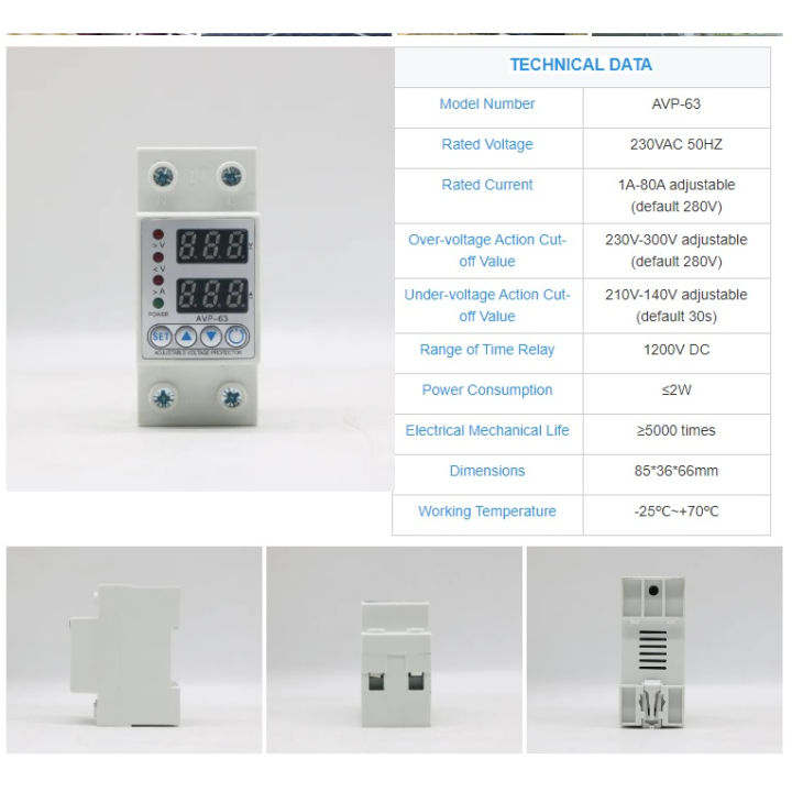 Sino timer Automatic recovery over/under voltage protector 2p | Lazada ...