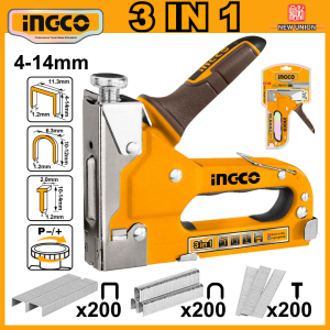 INGCO 3 IN 1 STAPLE GUN | STANDARD STAPLES U-TYPE STAPLES & BRAD NAILS | HSG1405