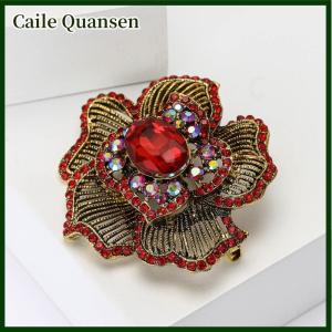 Caile เข็มกลัดพลอยเทียมลายดอกไม้แนววินเทจสำหรับผู้หญิงเสื้อโค้ทเครื่องประดับของขวัญเครื่องประดับ