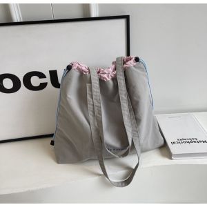 SQMETR Lightweight Tote Bag Drawstring Large Capacity Shoulder Bag Durable Canvas Women Handbag