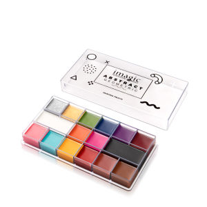 Tưởng tượng chuyên nghiệp sơn mặt trừu tượng Palette cho Kid Halloween nghệ thuật Đảng Fancy trang điểm cơ thể sơn 16 màu sắc