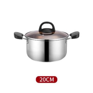 Panci Kuping Tutup Kaca Stainless Steel Panci Sup Enamel Tutup Kaca Soup Pot Panci Susu Enamel