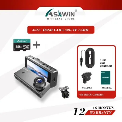 Asawin A5 dash cam for car Camera recorder front and rear 3.16 Inch IPS dash camera night vision Auto cycle video