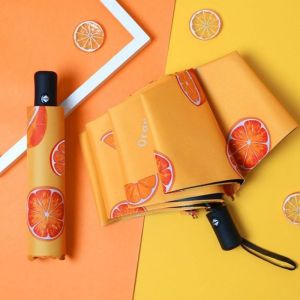 Payung Lipat Otomatis Motif Buah 3D Anti UV - Warna Cerah Gaya Korea