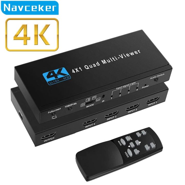 4K HDMI-Compatible Multiviewer 4X1 1080P Quad Screen Multi Viewer HDMI ...