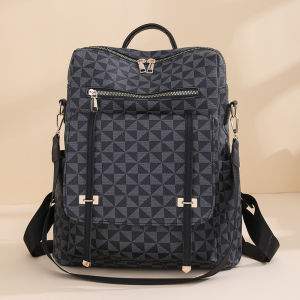 IELGY Printed Backpack Large Capacity Soft Leather Shoulder Commuter Bag Travel Bag