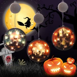 GJ56 Sáng Đèn LED Halloween Chạy bằng pin Dây đèn LED Đèn trang trí hình tiên Halloween Cửa sổ sơn Dây đèn 3D Đèn treo trang trí Halloween Halloween