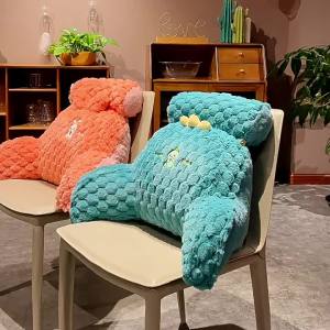 หมอนรองเอวกำมะหยี่ลายการ์ตูนเต่า หมอนนุ่มสำหรับหัวเตียงในห้องนอน หมอนนอนโซฟา หมอนรองหลังที่ถอดออกได้