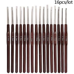 Fantic PERNG TEHE 16pcs Plastic Handle Crochet Hooks Handle Knitting Needles Set Crochetings
