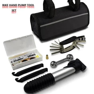 6012 Professional Multi-functional Bike Repair Tool Kit Folding Tire Repair Set with Pump and Carry Bag 530g for Mountain Bike Cycling