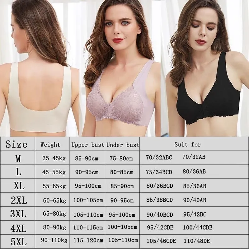 Front Closure Bras For Women Plus Size Bra Push Up Seamless Bralette Sexy  Lace Brassiere Wireless
