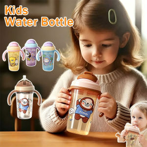 Kids Cartoon Water Bottle Sippy Cup Leakproof PP Handle Toddler Baby Drinking Cup 300ml
